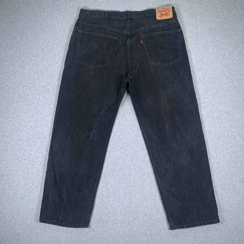 Vintage Levis 550 Relaxed Fit Jeans Mens 40x29 Black Tapered Leg Denim Whiskered